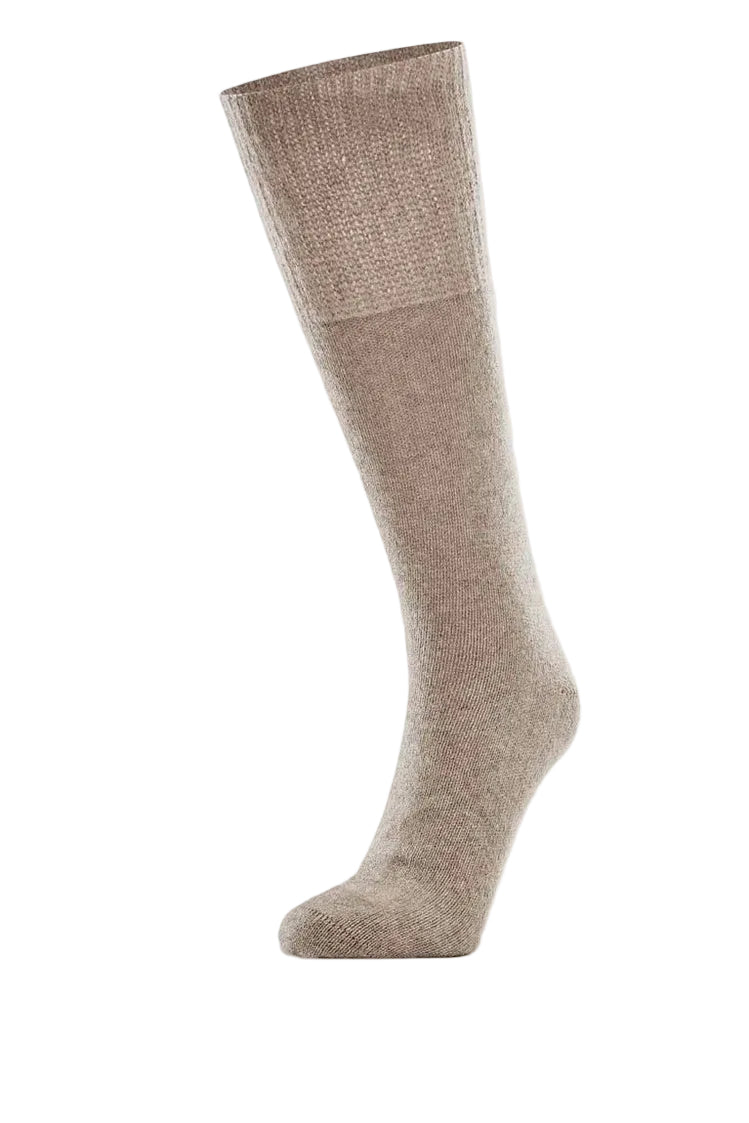 Beige knee-high sock on a light gray background
