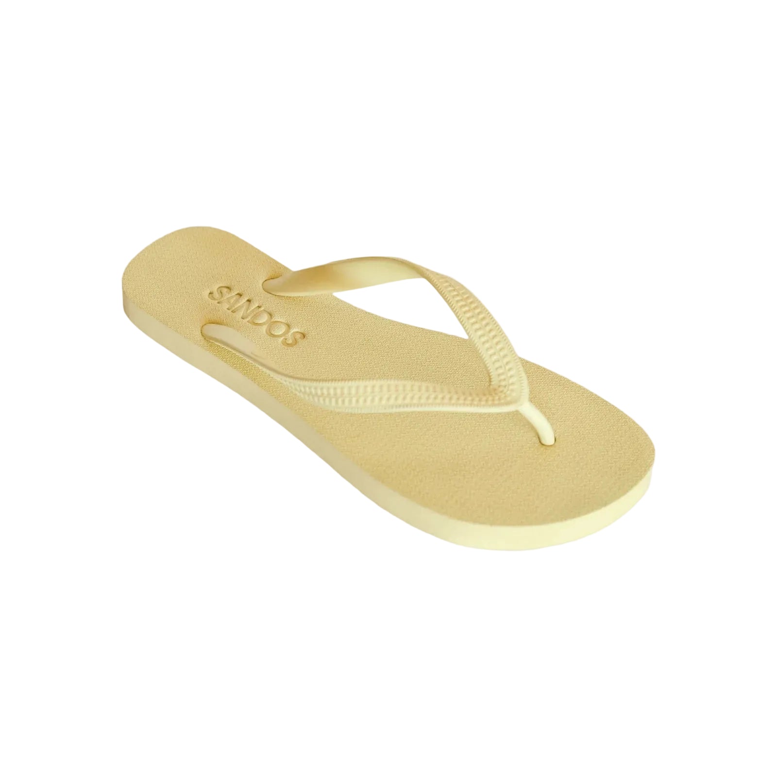 Limoncello yellow flip-flop sandal on a light beige background