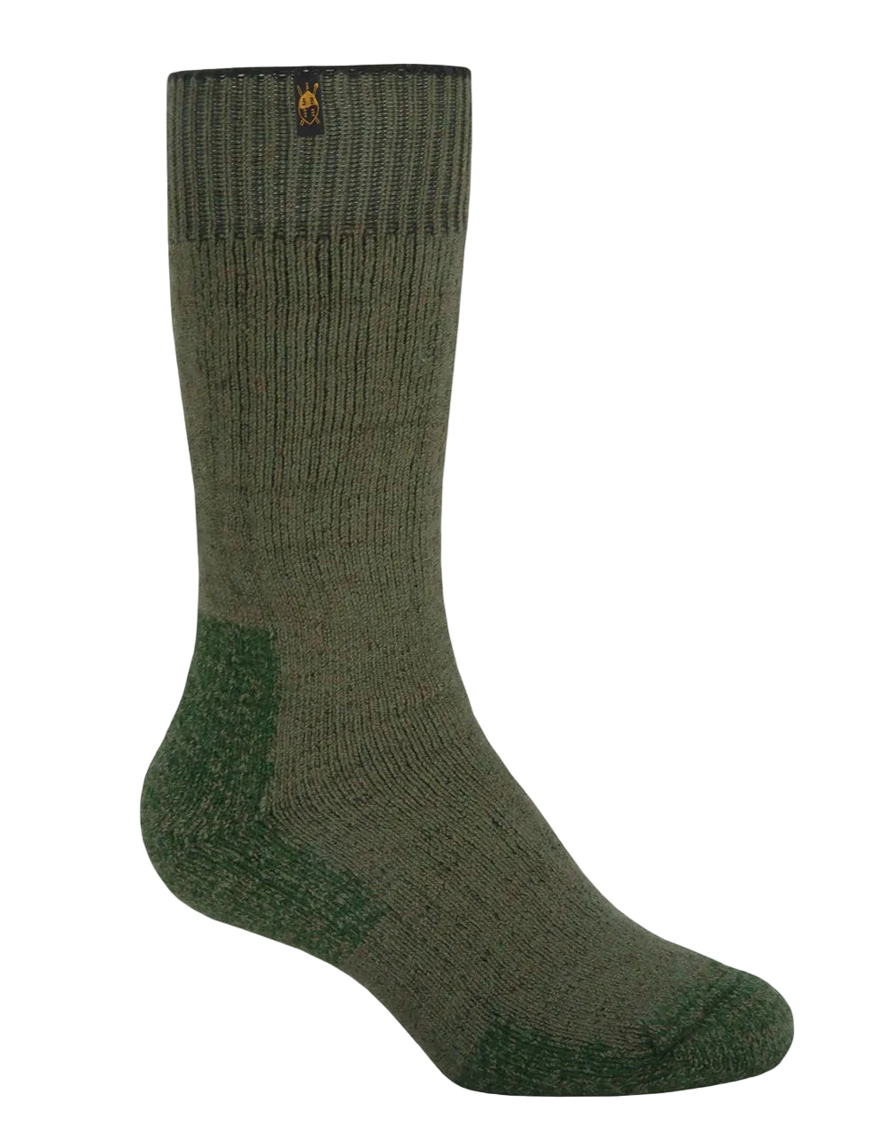Green sock on a light gray background