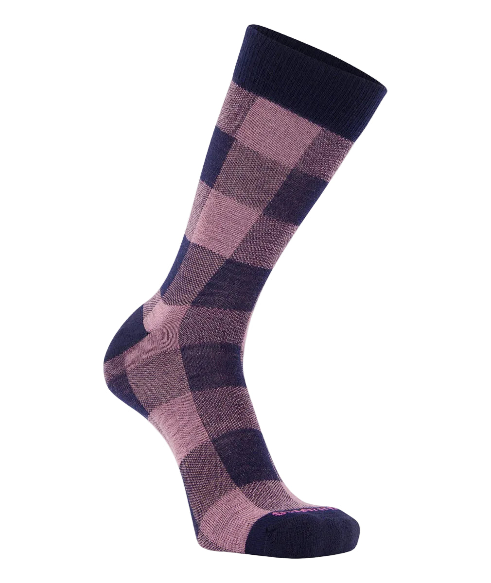 Blossom and Navy Plaid patterned sock on a white background