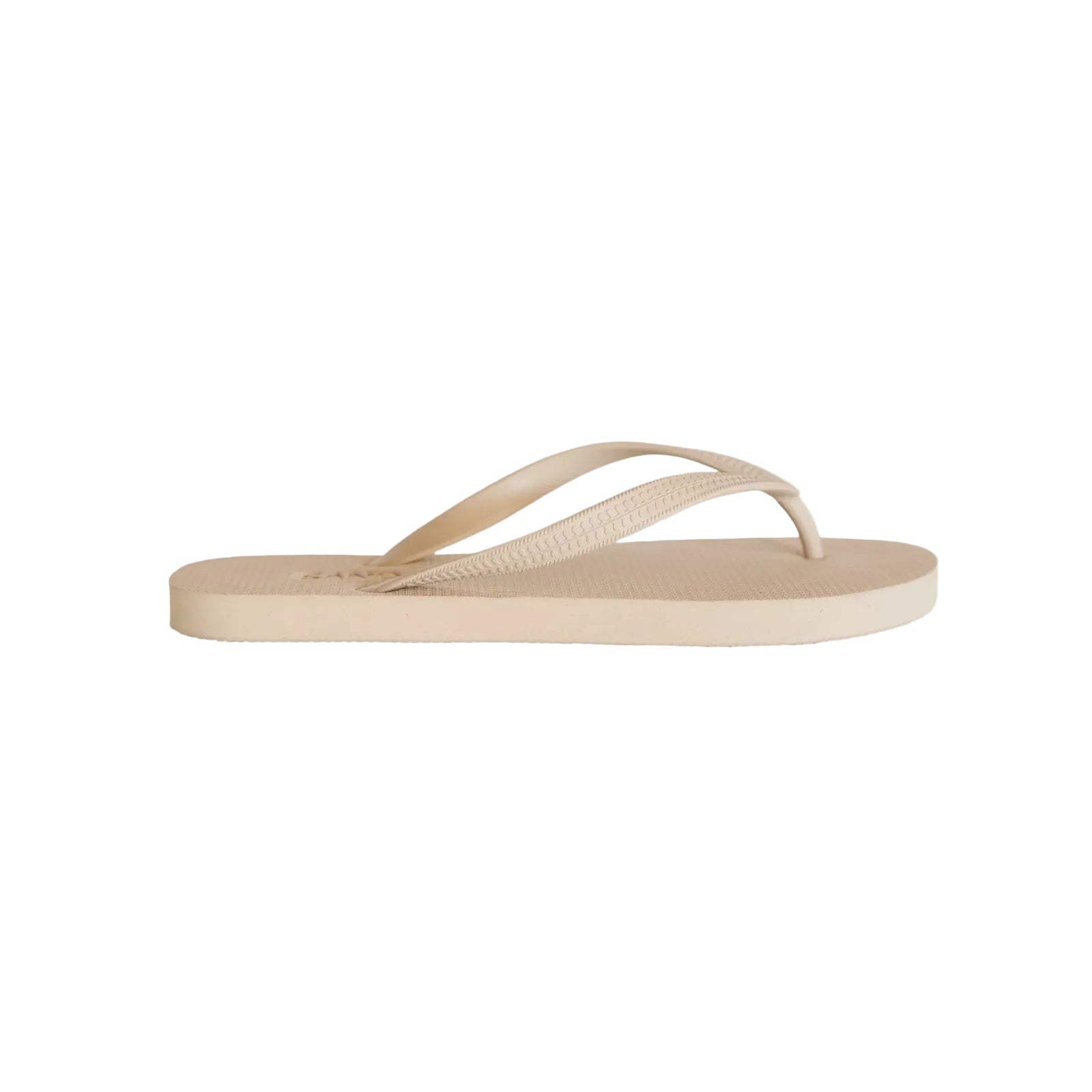 Beige flip-flop sandal on a light beige background