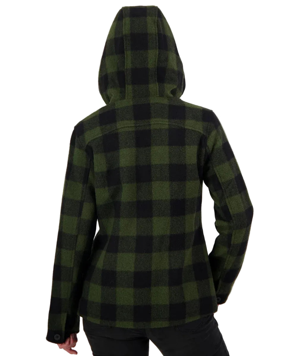 Green and black checkered hooded jacket on a white background